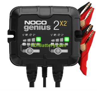 NOCO GENIUS2X2 | Cargador de Batera de Coche 4A (2A por banco) | Cargador de 6V y 12V